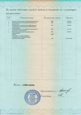 Приложение к диплому: дисциплины